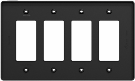 X Series 4 Gang Decorative Wall Plate Black, 70mm x 120mm, Plastic