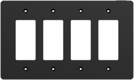 X Series 4 Gang Decorative Wall Plate Black, 70mm x 120mm, Plastic