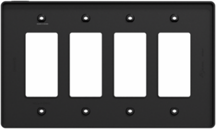 X Series 4 Gang Decorative Wall Plate Black, 70mm x 120mm, Plastic