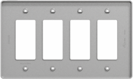 X Series 4 Gang Mid Plus Wall Plate Grey, 70 mm x 132 mm