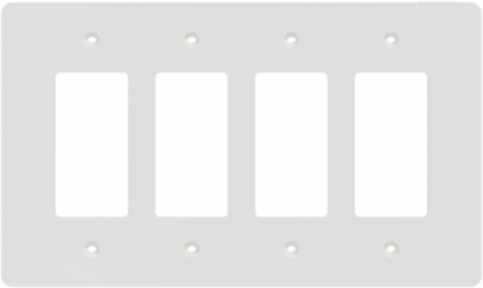 X Series 4 Gang Mid Size Wall Plate White, 222 mm x 132 mm, Matte Finish