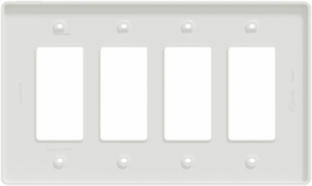 X Series 4 Gang Mid Size Wall Plate White, 222 mm x 132 mm, Matte Finish