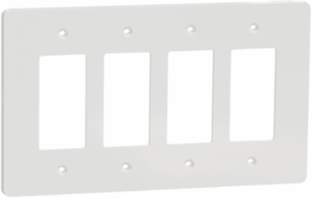 X Series 4 Gang Mid Size Wall Plate White, 222 mm x 132 mm, Matte Finish