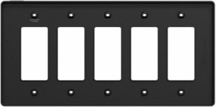 X Series 5 Gang Wall Plate Matte Black, 268 mm Width, Plastic Material