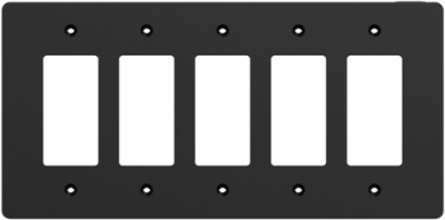 X Series 5 Gang Wall Plate Matte Black, 268 mm Width, Plastic Material