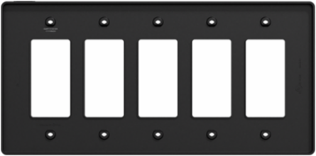X Series 5 Gang Wall Plate Matte Black, 268 mm Width, Plastic Material