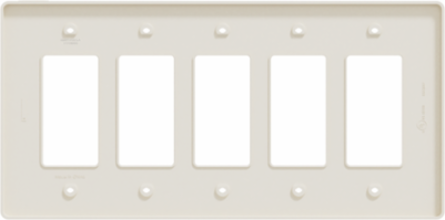 X Series 5 Gang Mid Size Plus Wall Plate Light Almond 268mm x 132mm