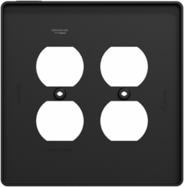 X Series 2 Gang Mid Size Plus Duplex Outlet Wall Plate 70 mm x 120 mm Matte Black