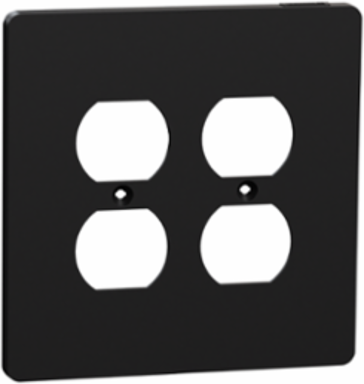 X Series 2 Gang Mid Size Plus Duplex Outlet Wall Plate 70 mm x 120 mm Matte Black