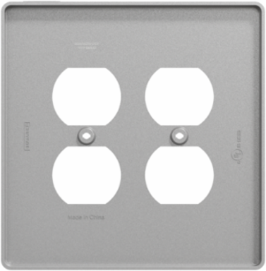 X Series 2 Gang Mid Size Duplex Outlet Wall Plate, 130 mm x 132 mm, Matte Gray