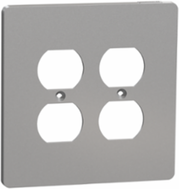 X Series 2 Gang Mid Size Duplex Outlet Wall Plate, 130 mm x 132 mm, Matte Gray
