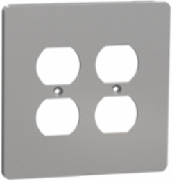 X Series 2 Gang Mid Size Duplex Outlet Wall Plate, 130 mm x 132 mm, Matte Gray