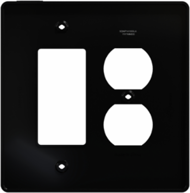 X Series 2 Gang Mid Size Decorator Duplex Outlet Wall Plate, Matte Black, 70 mm x 132 mm