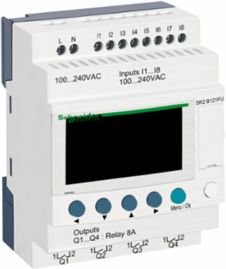 Zelio Logic Compact Smart Relay, 12 IO, 100-240V AC, LCD Display