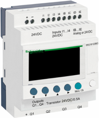 Compact Smart Relay 12 I/O 24V DC with Clock, Display, 4 Transistor Outputs