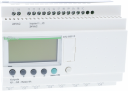 Compact Smart Relay with 20 I/O, 24V AC, Clock, Display