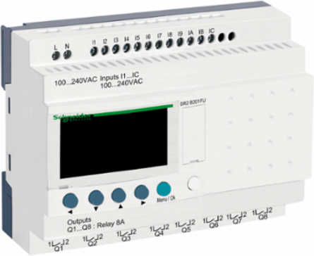 Compact Smart Relay - 20 Inputs, 100-240V AC, 8 Relay Outputs, with Clock and Display