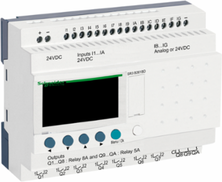 Zelio Logic Smart Relay, 26 I/O, 24V DC, 10 Relay Outputs, Clock, Display