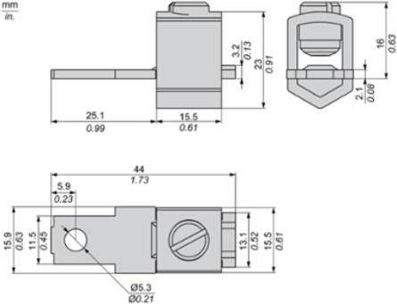 Copper Terminal Lug for SSP1 Solid State Relay, AWG 6 to AWG 1/0, 0.033 kg