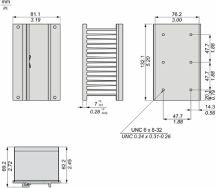 Harmony Heat Sink, DIN Rail Mount, 76.2 mm Width, 132.1 mm Height, 1 C/W Thermal Resistance
