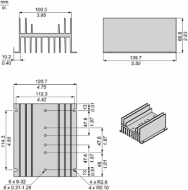 Harmony Heat Sink Panel Mount 0.7 C/W Thermal Resistance, 120.7mm Height