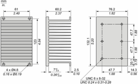 Heat Sink, Harmony Panel Mount, Aluminium, 1 C/W, 76.2 mm Width