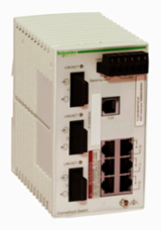 switch, Modicon Networking, basic managed switch, 6 ports for copper, 3 ports for fiber optic multimode