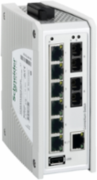switch, Modicon Networking, premium unmanaged switch, 7 ports for copper, 2 ports for fiber optic multimode