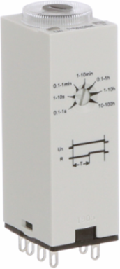Time delay relay, Harmony SE Relays, DPDT, 100ms to 100hours, 7 time scales, on-delay function, socket compatible, 5A, 24V DC