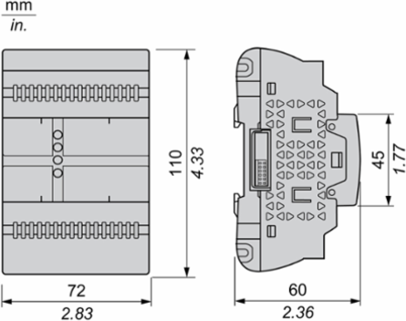 Modicon M172 Expansion Module, 28 I/O, 72mm x 59mm x 110mm, IP20