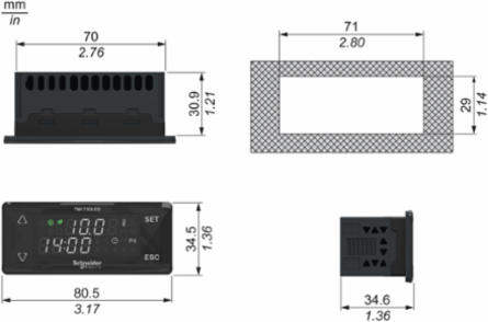 Remote Display, Modicon M171/M172/M173, flush mounted optimized display