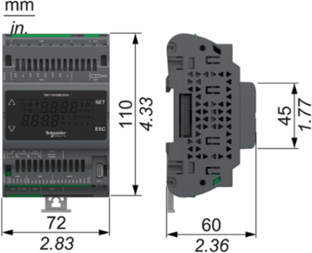 Controller, Modicon M171/M172/M173, optimized display, 22 IO, 2 RS485