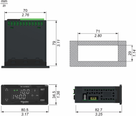 Controller, Modicon M171/M172/M173, flush mounted, 22 IO, 2 RS485