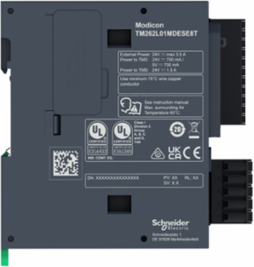 Modicon M262 PAC Controller, 24V DC, 0.655 kg, IP20