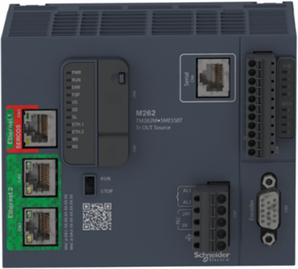 motion controller, Modicon M262, 5ns per instruction, 4 axes, optimized Ethernet, Sercos, machine to plant