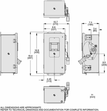 Heavy Duty Safety Switch, 600V, 60A, 3-Pole, NEMA 4X, Fused