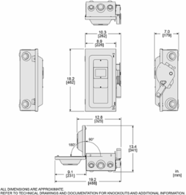 Heavy Duty Fused Safety Switch, 600V, 60A, 3 Pole, NEMA 1, 18.184 Inch Height