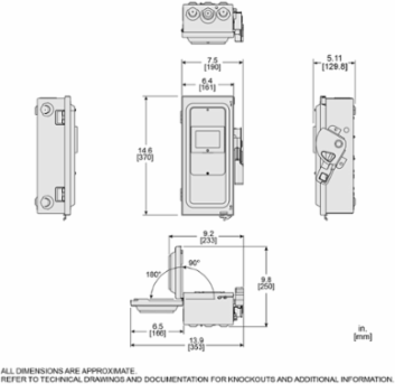 Heavy Duty Safety Switch, 600V, 30A, 3 Pole, NEMA 1, 14.57 Inch Height