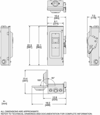 Heavy Duty Safety Switch, 3 Pole, 100A, NEMA 3R, 600V, 22.103 Inch Height