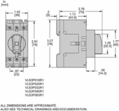 TeSys VLS Disconnect Switch 40A, 20HP, 3 Poles, DIN Rail Mount