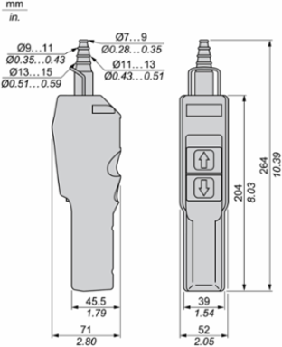 Harmony XAC Yellow Pendant Control Station, Pistol Grip, 2 Push Buttons, IP65