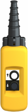 Pendant control station, Harmony XAC, plastic, yellow, 2 push buttons with 1NO