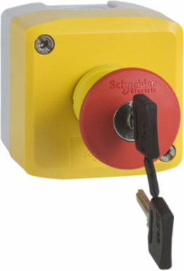 Harmony XALK Control Station, Yellow Lid, 40mm Push Button, NEMA 4X, IP66