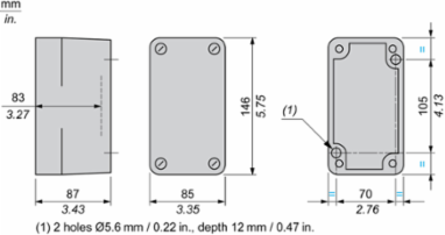Empty Plastic Control Station, IP65 Protection, 85 x 146 x 87 mm