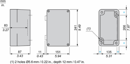 Empty Control Station, 151 x 241 mm, Grey, IP65, High Chemical Resistance