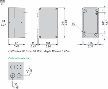 Empty Control Station, 16 Cut-Outs, 22mm, Grey, IP65, 151 x 241 mm