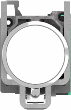 Push button, Harmony XB4, metal, flush, white, 22mm, spring return, unmarked, 1 NO, compact push in terminals