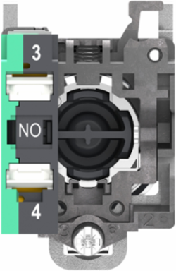 Push button, Harmony XB4, metal, flush, white, 22mm, spring return, unmarked, 1 NO, compact push in terminals