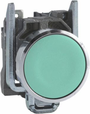 Harmony XB4 Green Metal Push Button 22mm, IP66, 1NO, Spring Return