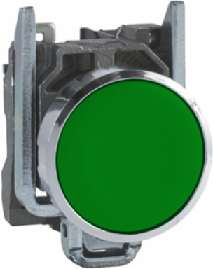 Harmony XB4 Green Metal Push Button 22mm, IP66, 1NO, Spring Return